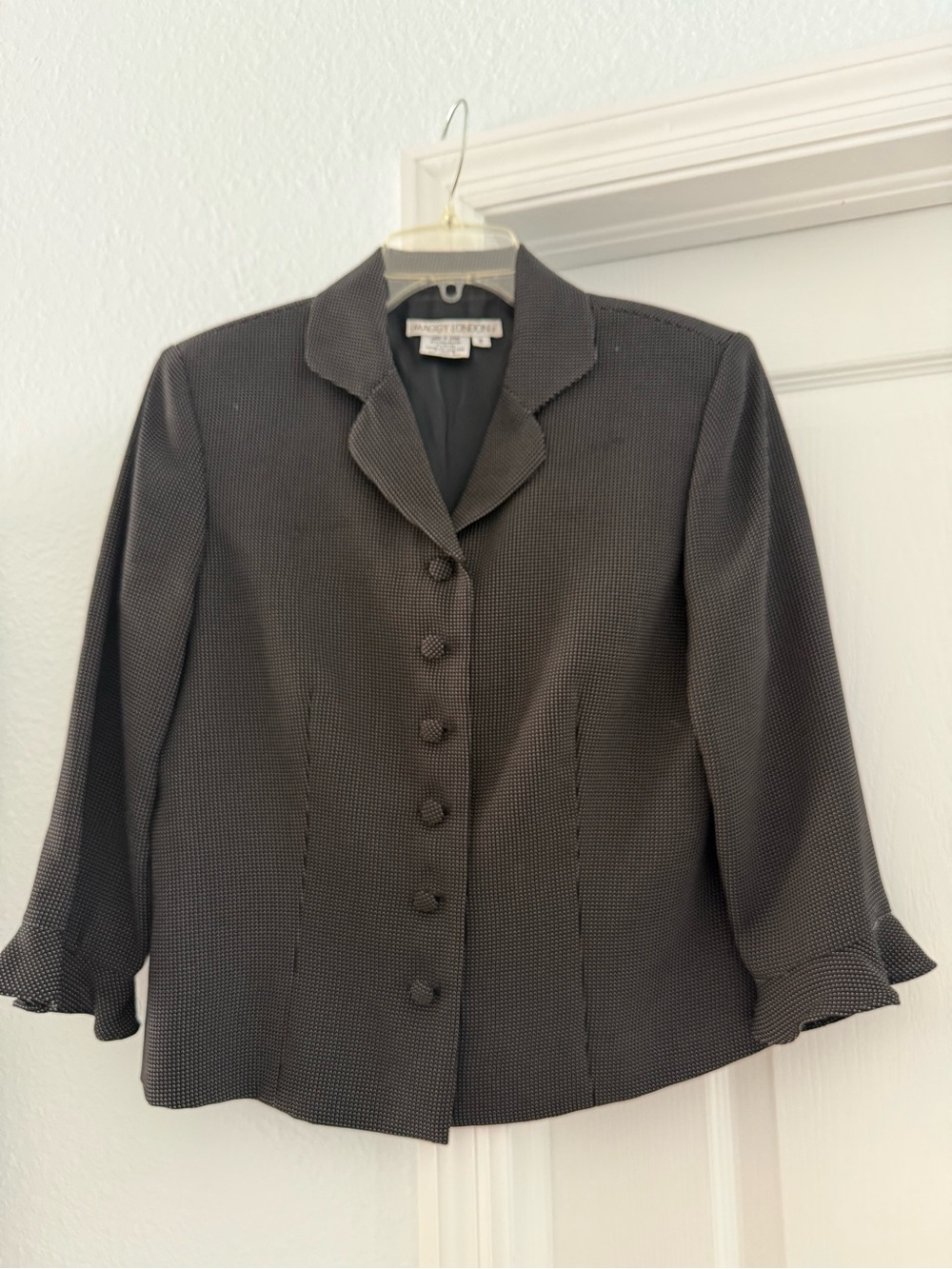 Maggie London black dotted suit jacket